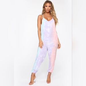 Fashion Nova Pastel Tie-Dye Jumpsuit